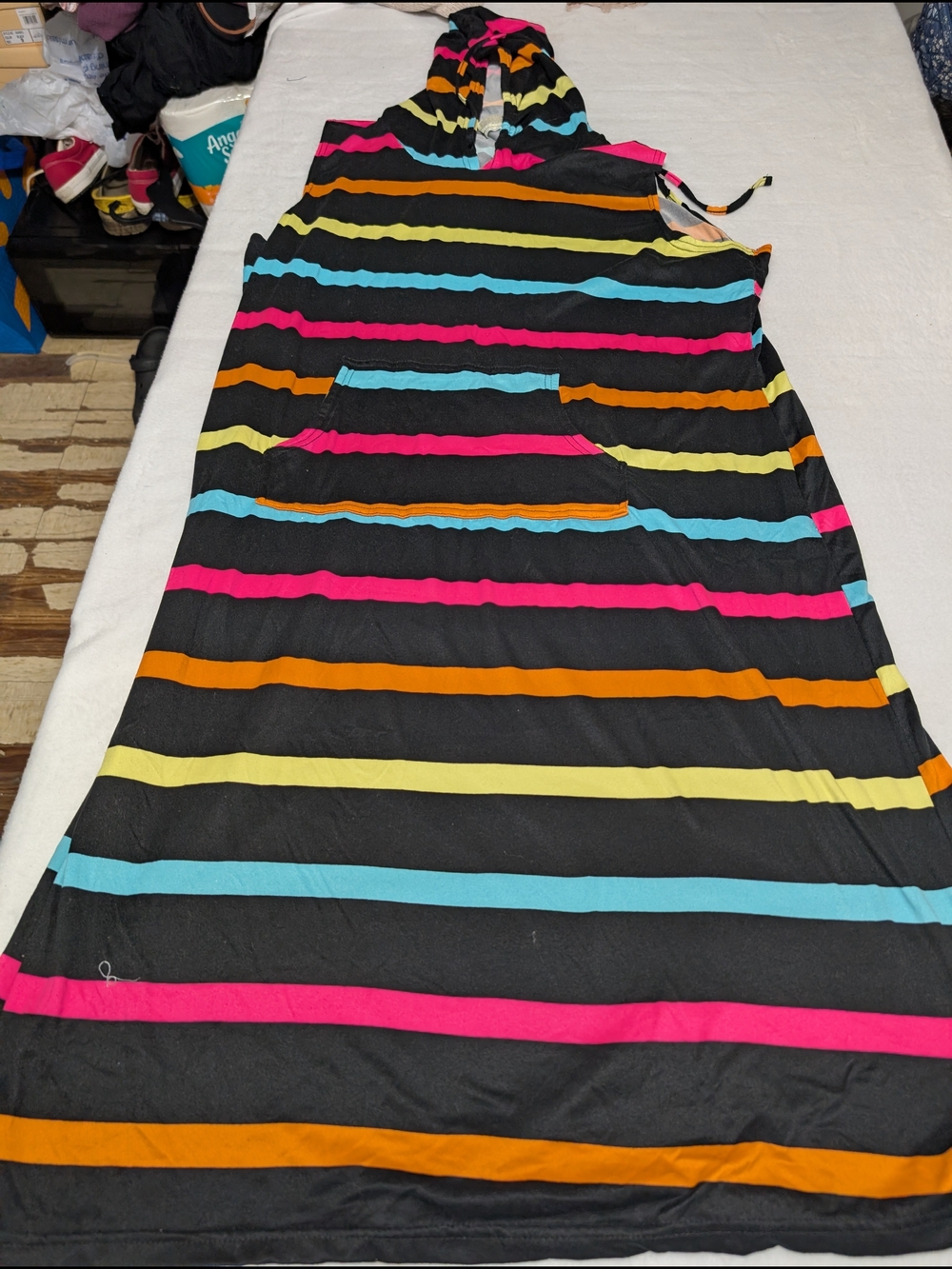 Bobbie Brooks Black Striped Top Fits Like XL Bright Colorful